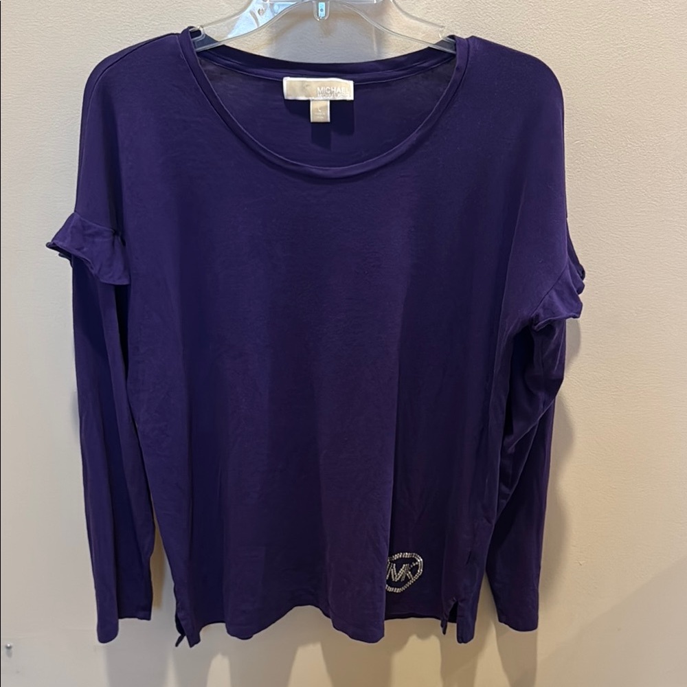 MICHAEL Michael Kors Purple Ruffled Long Sleeve Blouse- FREE W/2 ITEM BUNDLE